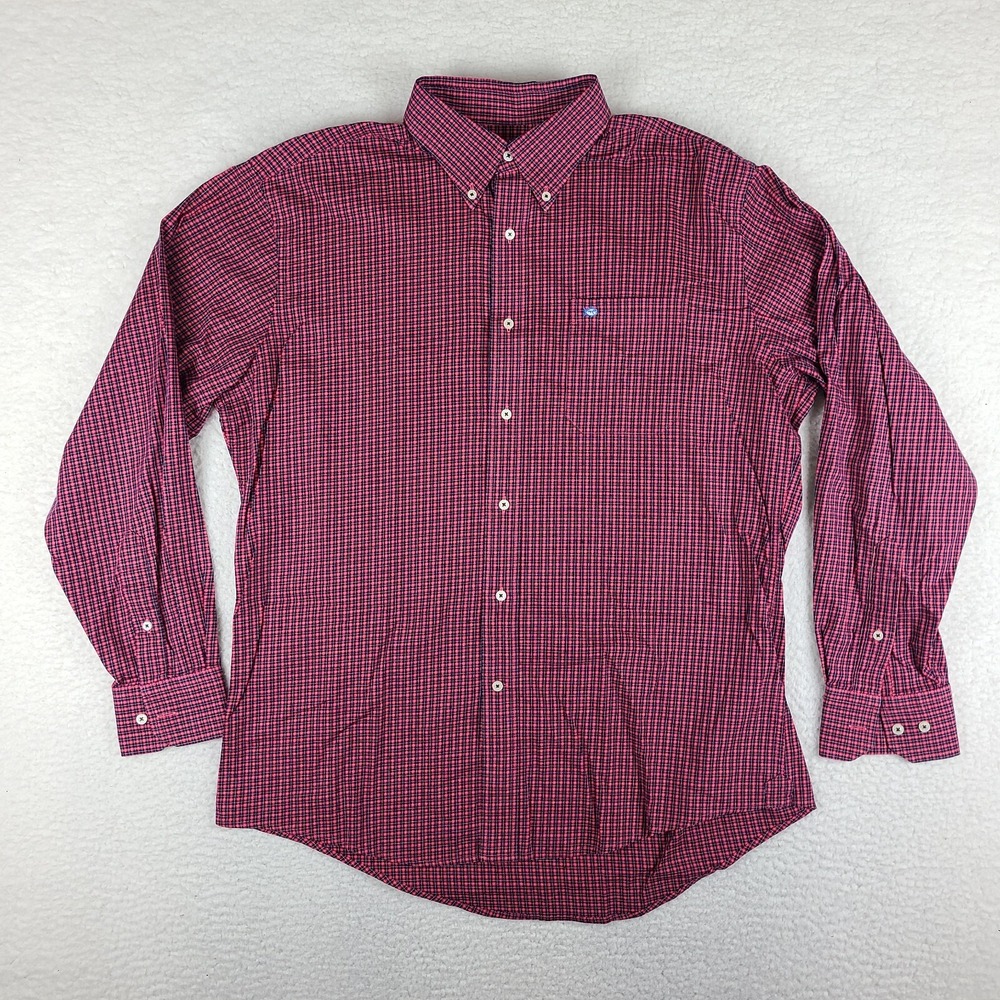 Southern Tide‎ Shirt Mens Large Blue Red Check Dress Button Down